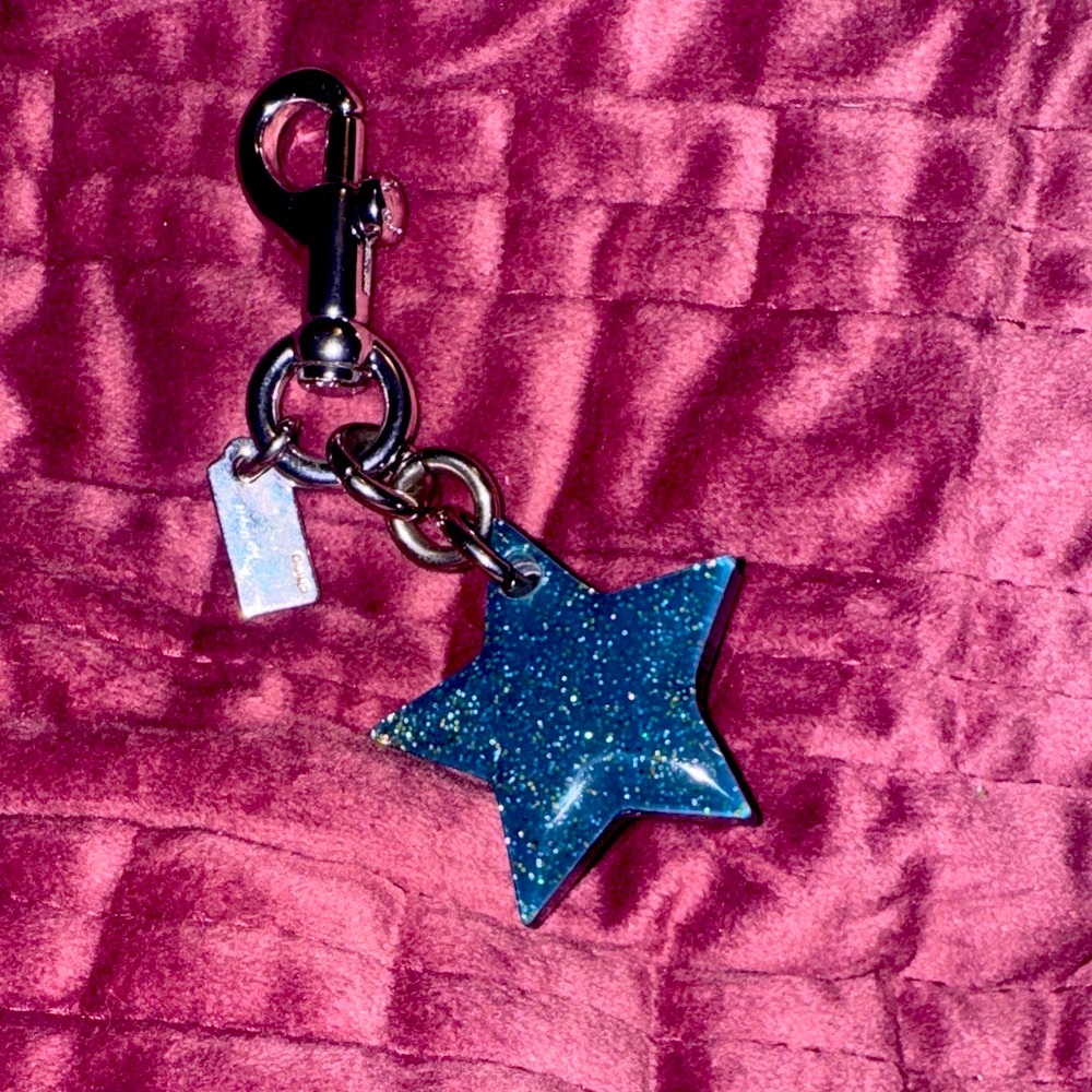 COACH Signature Star Bag Charm in ATLANTIC / SILVER F32228 NWOT rare! - Picture 3 of 7